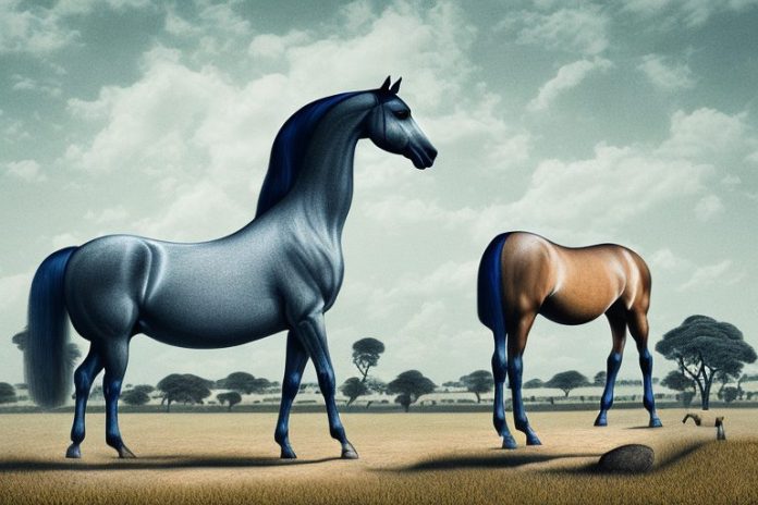 A hanoverian horse in a rural south african landscape