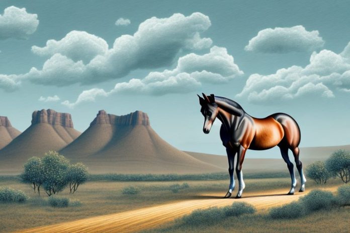 A hanoverian horse in a landscape of the northern cape