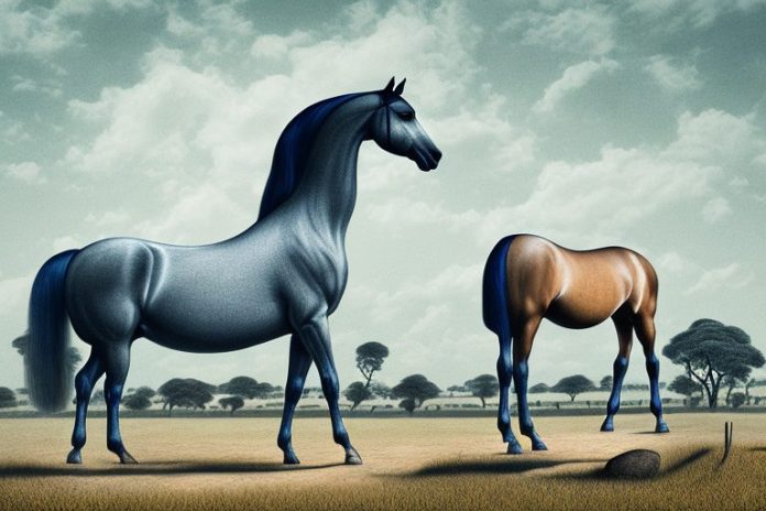 A hanoverian horse in a rural south african landscape