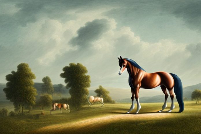 A hanoverian horse in a rural landscape in worcester