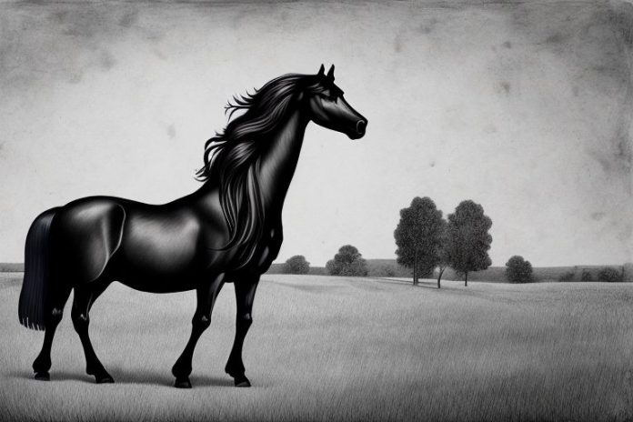 A friesian horse in a rural setting in pietermaritzburg
