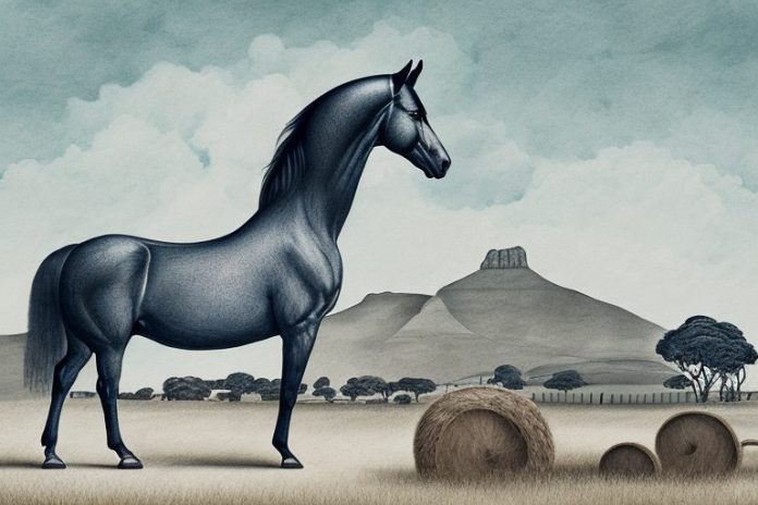 A hanoverian horse in a rural setting in simon's town