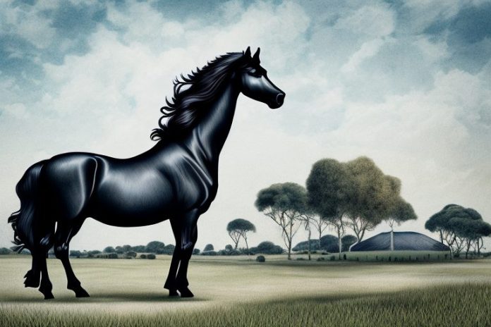 A friesian horse in a rural setting in durban