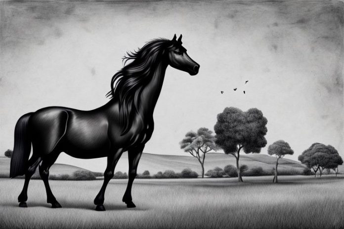 A friesian horse in a rural setting in kwamashu