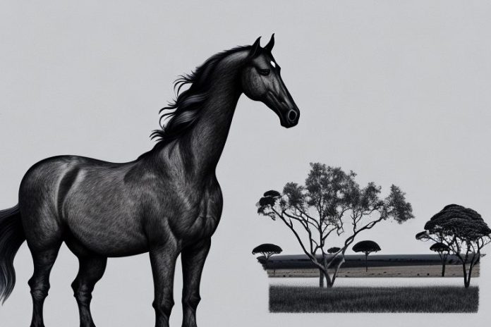 A friesian horse in a tongaat