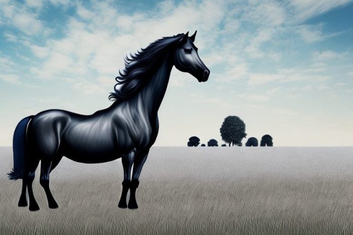 A friesian horse in a field in sasolburg