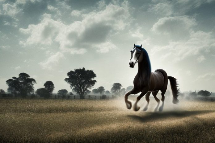 A belgian draft horse riding in a rural landscape in potchefstroom