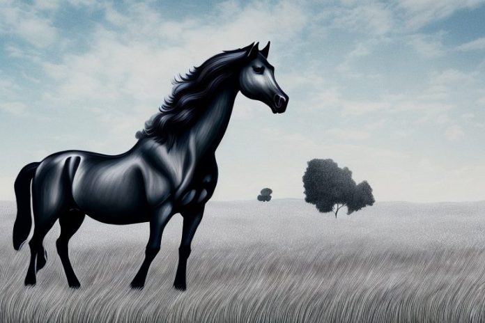 A friesian horse in a field in centurion