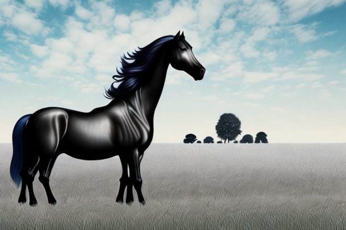 A friesian horse in a field in vereeniging