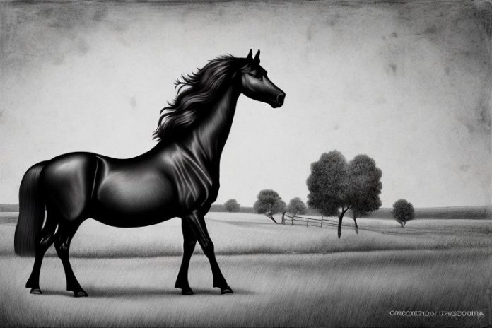 A friesian horse in a rural setting in krugersdorp
