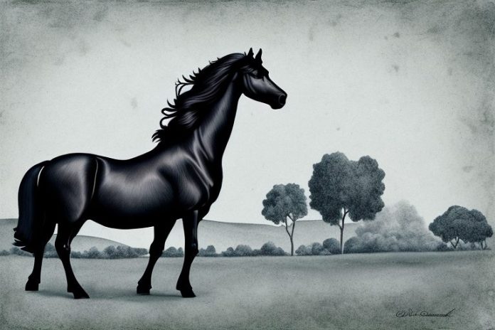 A friesian horse in a rural setting in randburg