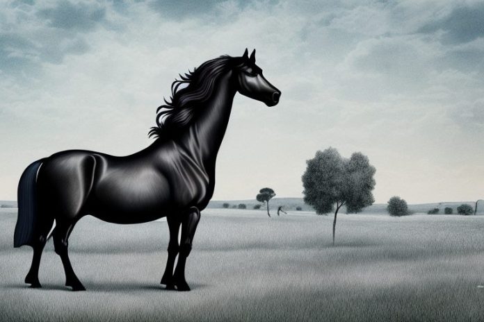 A friesian horse in a rural setting in polokwane