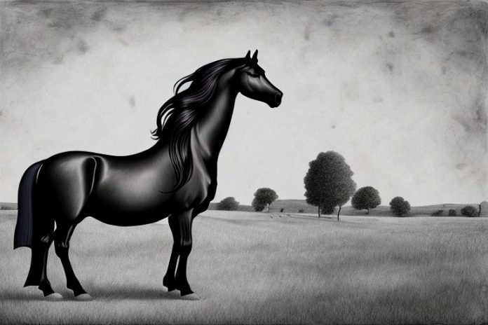 A friesian horse in a rural setting in bela-bela