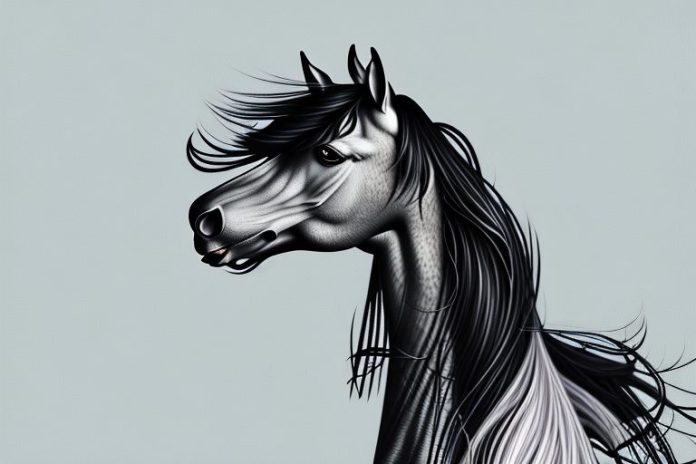 A friesian horse in its natural environment in warrenton
