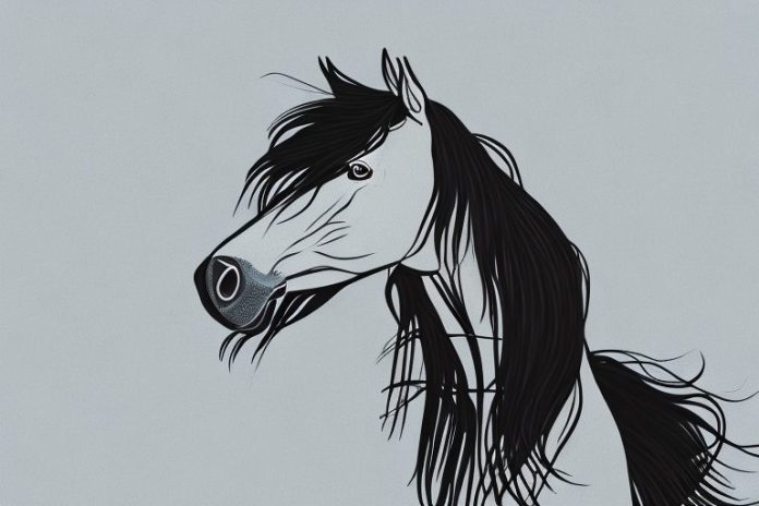 A friesian horse in its natural environment in brits