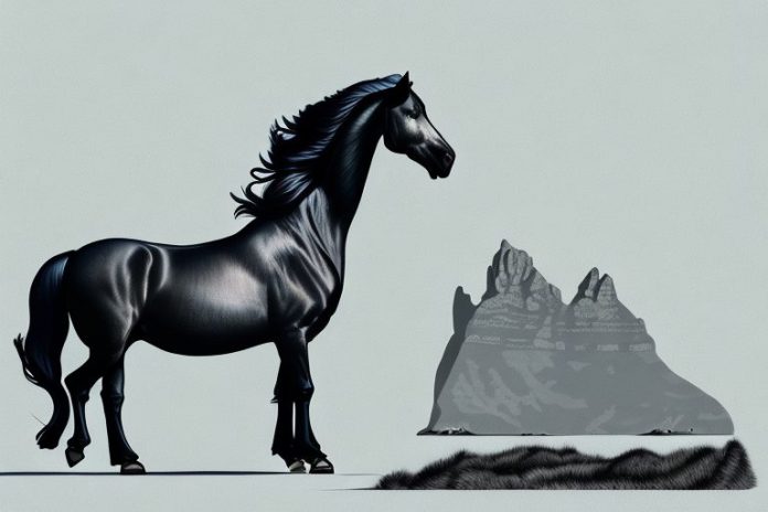 A friesian horse in its natural environment in simon's town