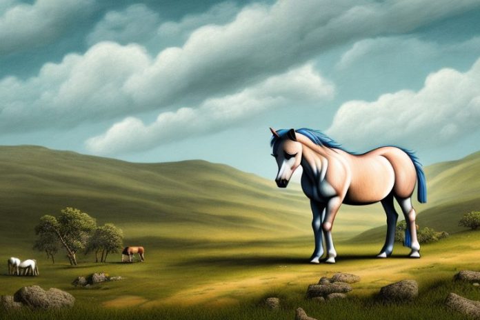 A dartmoor pony horse in a rural landscape in kwa zulu natal