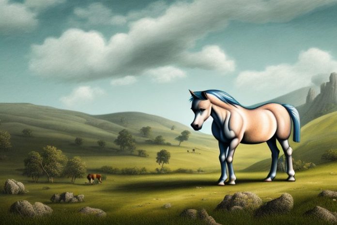 A dartmoor pony horse in a rural landscape in pietermaritzburg