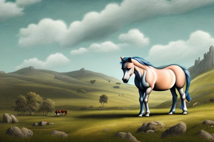 A dartmoor pony horse in a rural landscape in ladysmith