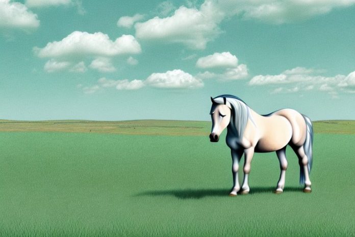 A dartmoor pony horse grazing in a field in margate