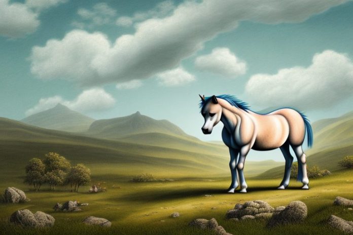 A dartmoor pony horse in a rural landscape in mthatha
