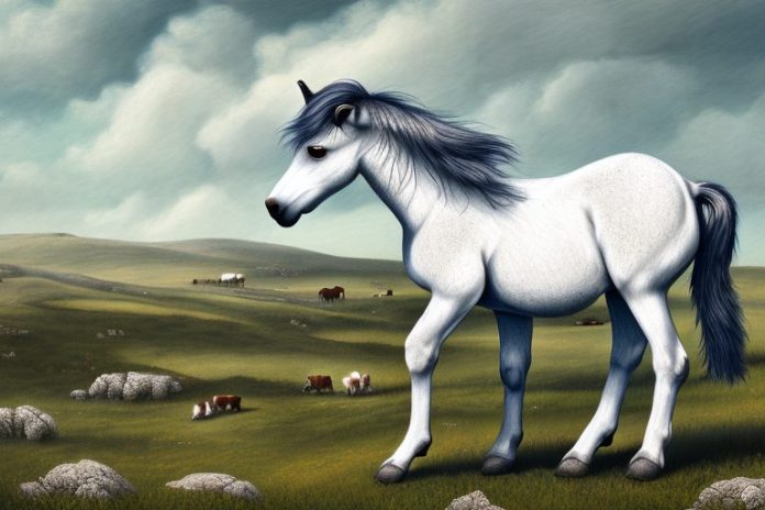 A dartmoor pony horse in a rural landscape in uitenhage