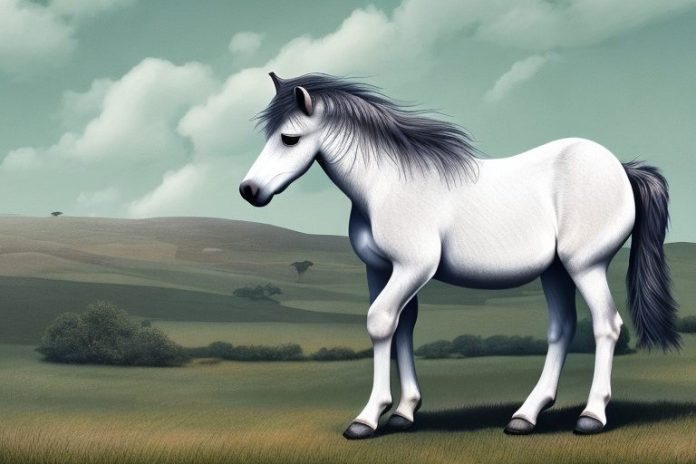 A dartmoor pony horse in a rural south african landscape