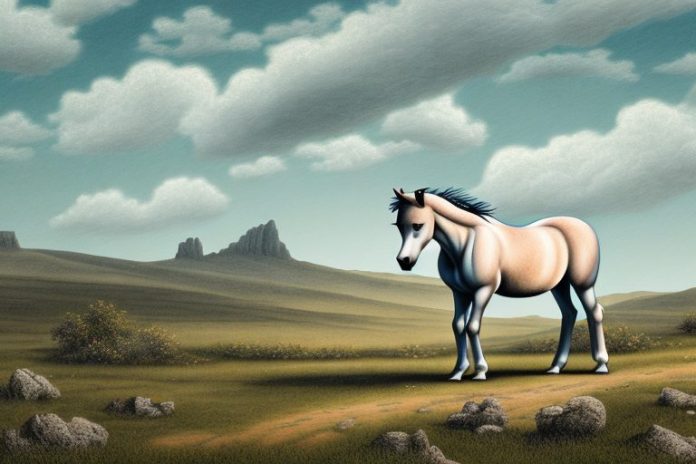 A dartmoor pony horse in a rural landscape in aliwal north
