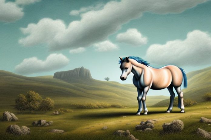 A dartmoor pony horse in a rural landscape in butterworth
