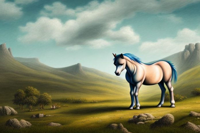 A dartmoor pony horse in a rural landscape in phuthaditjhaba