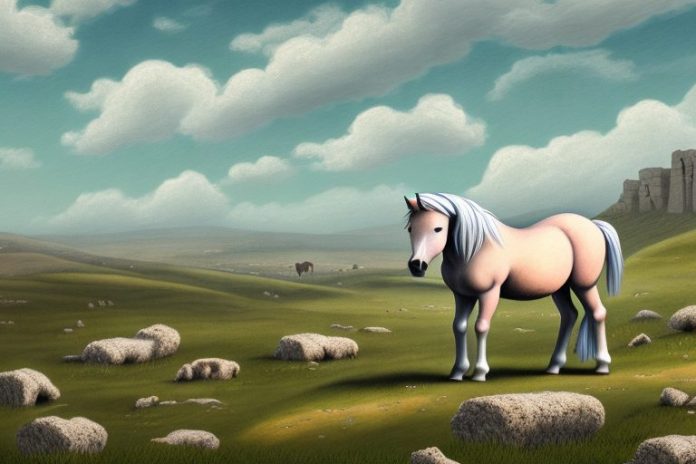 A dartmoor pony in a rural landscape in bethlehem
