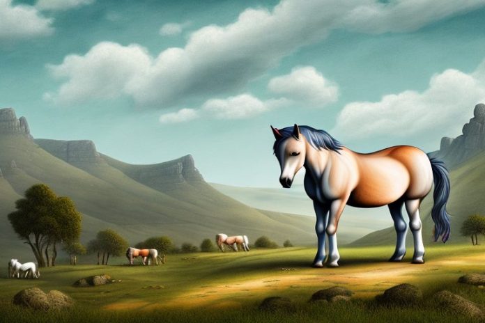 A dartmoor pony horse in a rural landscape in pretoria