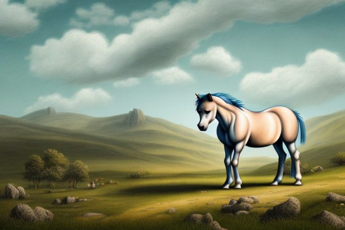 A dartmoor pony horse in a rural landscape in east rand