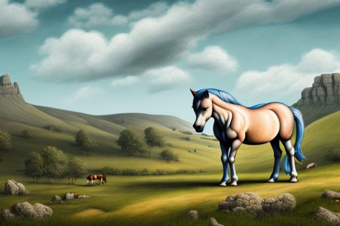 A dartmoor pony horse in a rural landscape in greater pretoria