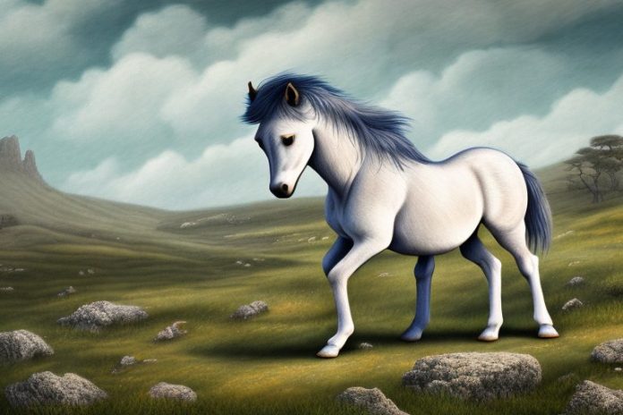 A dartmoor pony horse in a rural landscape in krugersdorp