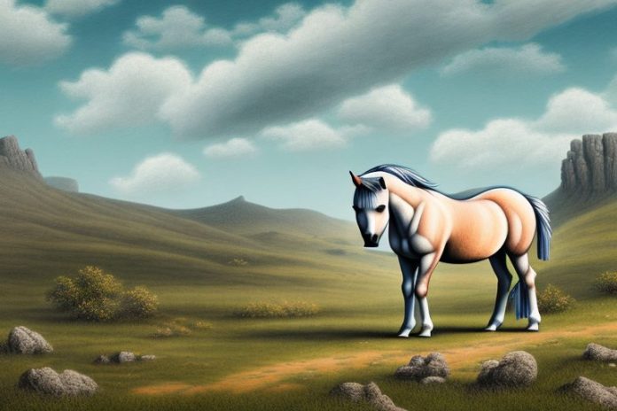 A dartmoor pony horse in a rural landscape in kimberley