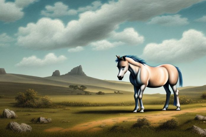 A dartmoor pony horse in a rural landscape in de aar