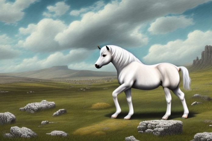 A dartmoor pony horse in a rural landscape in colesberg
