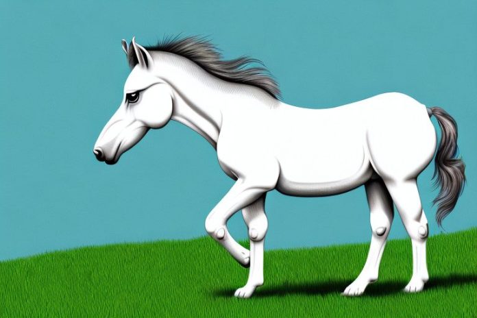 A dartmoor pony horse in a grassy field in prieska