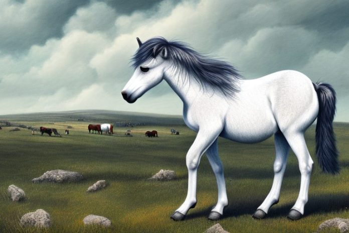A dartmoor pony horse in a rural setting in lichtenburg