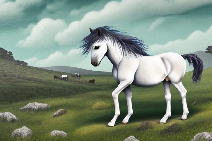 A dartmoor pony horse in a rural landscape in knysna