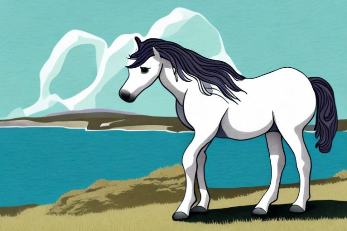 A dartmoor pony horse in a scenic landscape of mossel bay