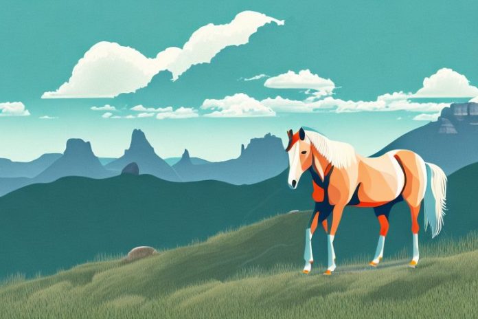 A horse in the rocky mountains