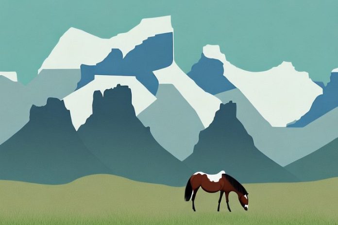 A horse grazing in the rocky mountains of eastern cape