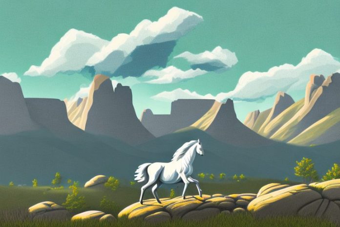 A rocky mountain horse in a rural landscape in grahamstown