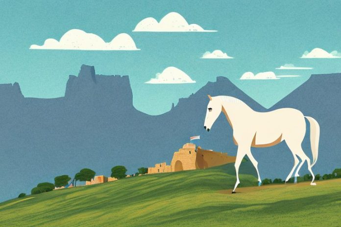 A horse in a mountainous landscape in bethlehem
