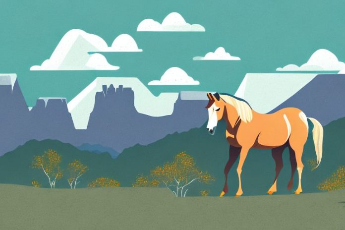 A horse in the rocky mountains