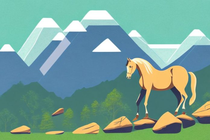 A horse in a rocky mountain landscape in greater pretoria