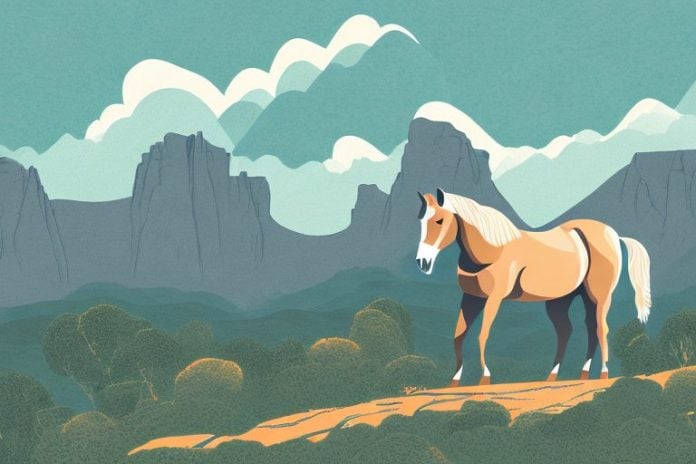 A horse in a mountainous landscape in vereeniging
