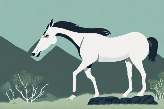 A horse in its natural habitat in the rocky mountains of limpopo